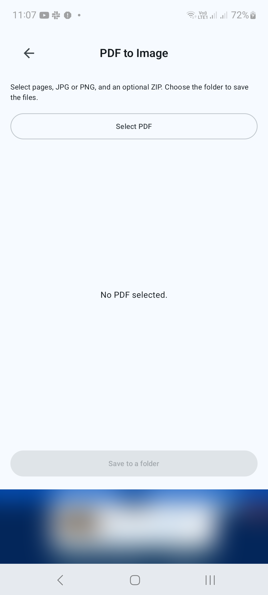 Open PDF to Image and select a source document.